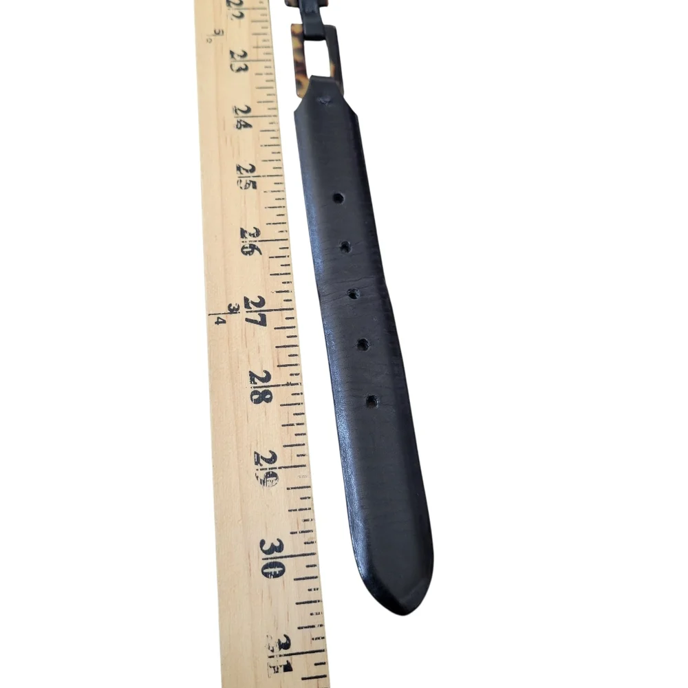 Vintage Black‎ Leather Tortoise Link Belt